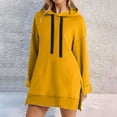 thumbnail image 1 of Chandail à Capuche pour Femmes Robe Longueur Genou Long Chandail-Over Hauts Fendus Automne Hiver Chandail en Peluche, 1 of 7