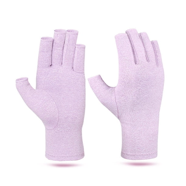 Guantes de compresión para terapia de artritis, mitones para aliviar las articulaciones (púrpura M)