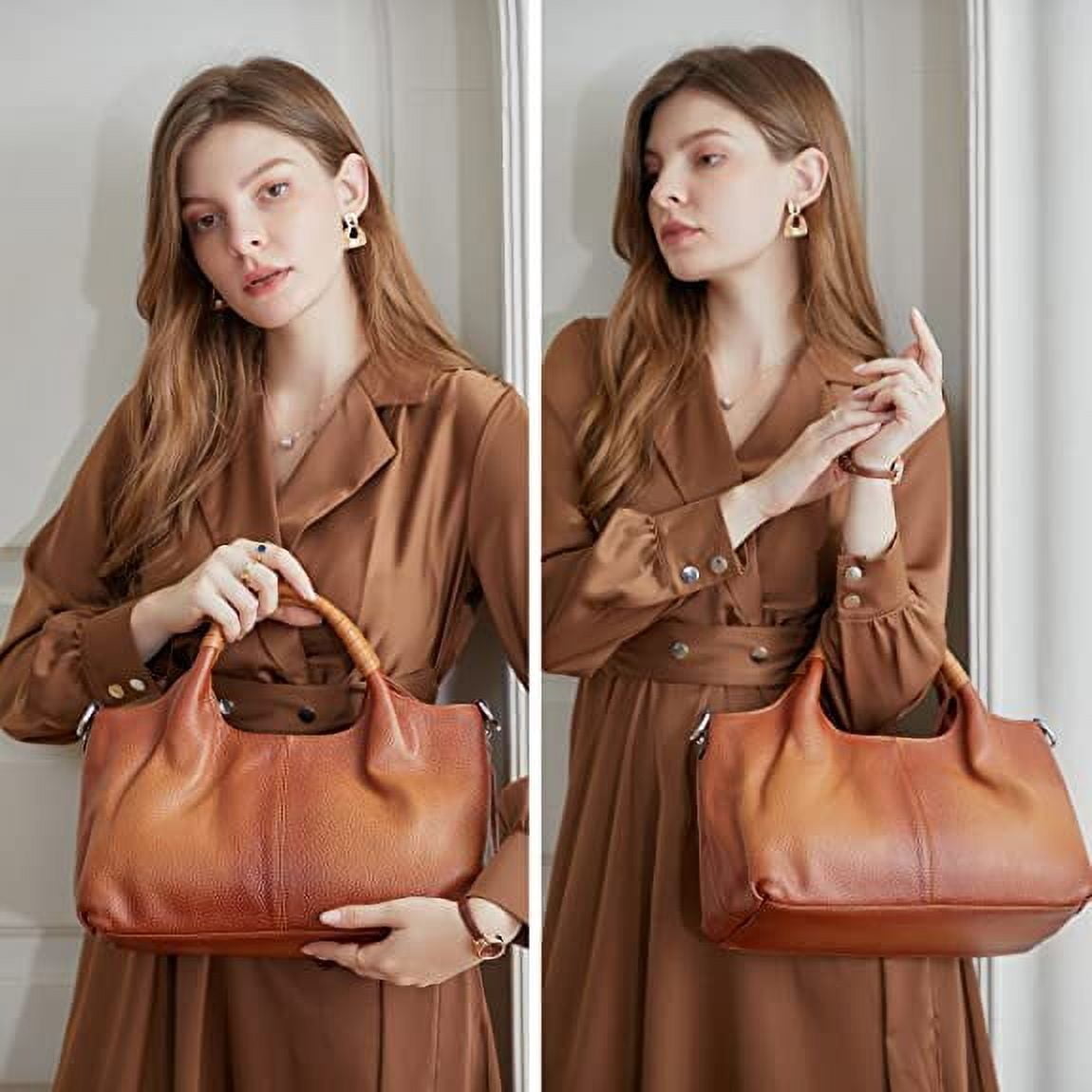 JUYGO Women Satchels Genuine Leather Top Handle Handbags Work Tote Shoulder Bags Crossbody Purses