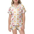 thumbnail image 5 of Easter Satin Pajamas Set Toddler Girl Egg Rabbit Pajamas Satin Pajamas Set Sleepwear Set #Z03 Pink 8-9 Years, 5 of 5