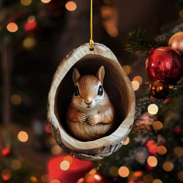 Xihbxyly Adorno Navideño de Búho y Mapache, Decoración Navideña Acrílica, Impresión 2D Realista, Temática de Animales Del Bosque, Decoración Multiusos para El Hogar o La Oficina, Perfecto para Navida