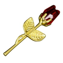 Nmdmisc Valentine's Day Crystal Rose Mini Glass Flower Eternal Love Artificial Flowers Wedding Party Gift Room Ornament Office Desktop Feng Shui Decoration (Red)