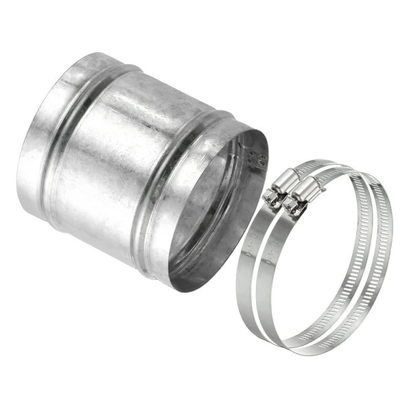 Conector de Conducto Uxcell de 3.9", 1 Juego de Acero Galvanizado, Acoplamiento de Conducto con Abrazaderas para Sistemas de Ventilación, 4" de Largo