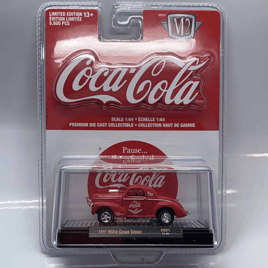 ​​​​1941 Willys Coupe Gasser M2 Machines 1:64 Coca Cola Red