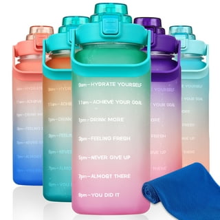 Hydration Nation 1 Gallon Water Bottle with Motivational Time Reminder - Ombre Blue