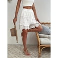 thumbnail image 5 of Women Lace Shorts Elastic Waisted Flower Silk Shorts with Lace Trim Floral Pettipants White S, 5 of 10