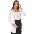 thumbnail image 5 of vastwit Womens Long Open Front Cardigan 3/4 Sleeve Solid Chiffon Coat Jacket Lightweight Outwear White 3XL, 5 of 7
