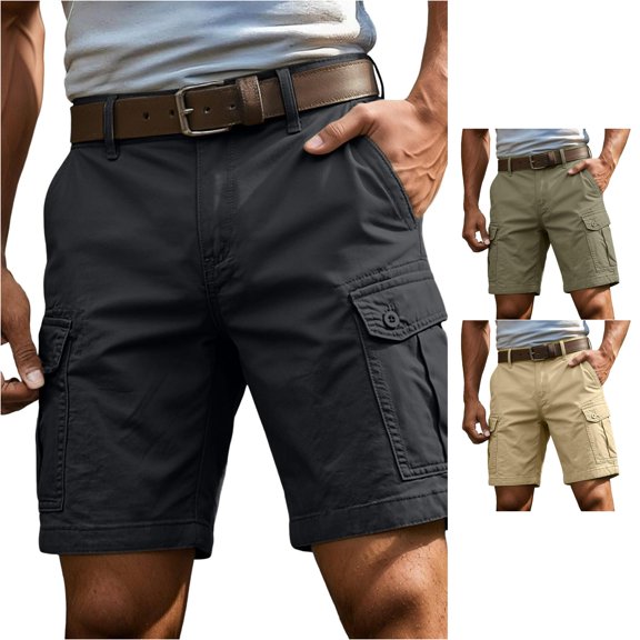 XIAOCHA Men's Daily Cargo Shorts Elastic Waist Loose Fit Outdoor Wear Cargo Bermudas