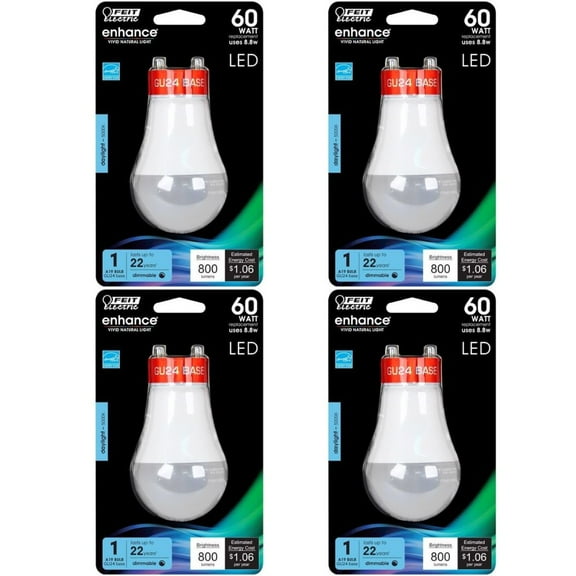 Feit Electric LED A19 GU24 DL 60W Daylight 5000K 4Pk