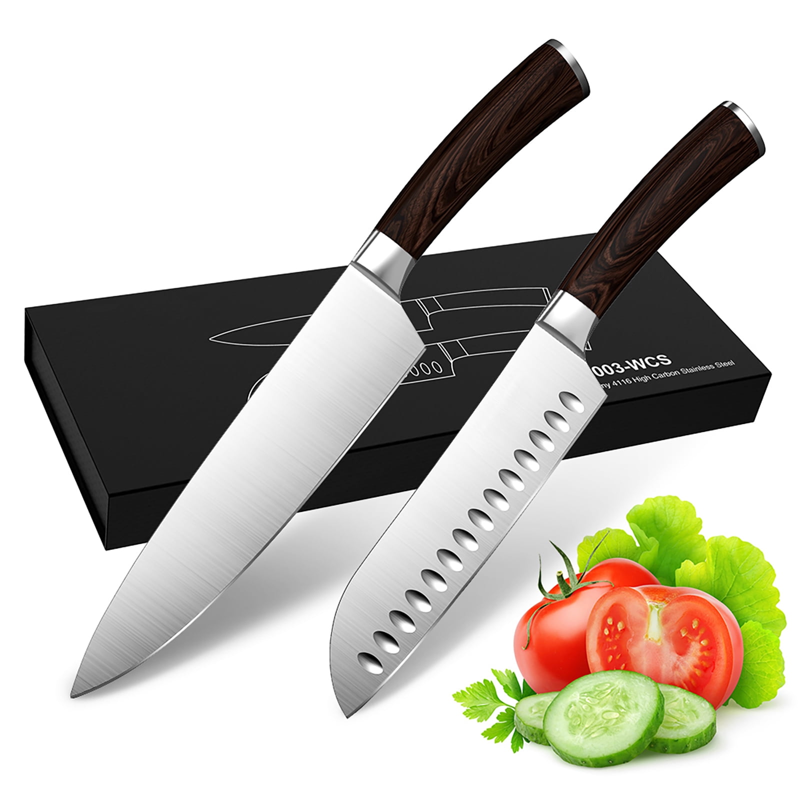 Homgeek Chef Knife & Santoku Knife Set with Storage Case 2 Piece Gift Set