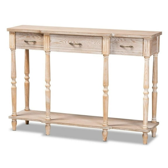 Bowery Hill Rustic Whitewashed Brown Finished Wood 3-Drawer Console Table