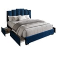 thumbnail image 4 of Home Design Yuma Queen Upholstered Storage Platform Bed Frame with Stepped Headboard Design and Four Under-Drawers, Blue, Easy Assembly, 4 of 5