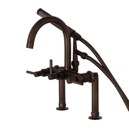 Aqua Vintage  Modern Deck Mount Tub Filler with Hand Shower - Oil Rubbed Bronze
