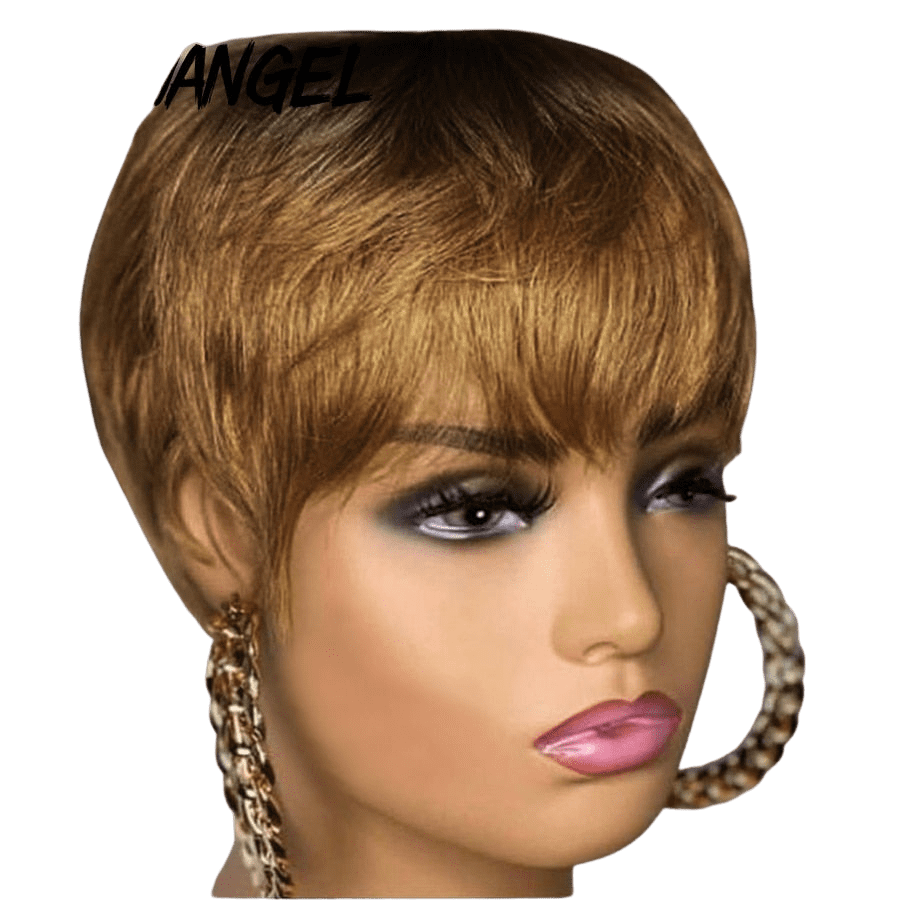 Machine Made Human Hair Wig 99J Burgundy Ombre Blonde Colored Wigs