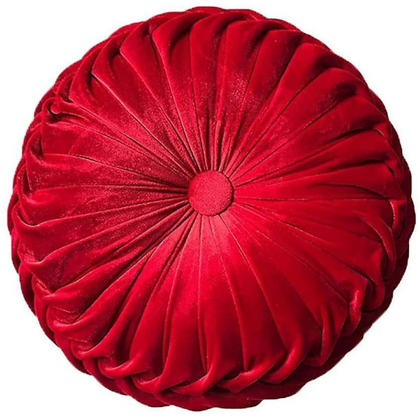 Round Throw Pillow Velvet Home Decor Pleated Round Throw Pillow Cushion Red Walmart