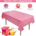 thumbnail image 2 of TETOU 3 Packs Pink Polka Do Tablecloth Pink and White Checkered Tablecloths 54 x 108 Inches Disposable Plastic Gingham Tablecovers Waterproof Rectangle Picnic Table Covers for Birthday Party Supplies, 2 of 8