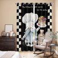 thumbnail image 3 of Chef Gnomes Kitchen Curtains 84 Inch Length, Black White Plaid Dessert Maker Cake Grommet Top Bedroom Living Room Curtains, Light Filtering Cafe Curtain Drapes 2 Panels Set 84''x84'', 3 of 9