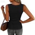 thumbnail image 6 of Vamuko Tank Tops Womens Ribbed Sleeveless Tops 2026 Summer Square Neck Slim Casual Tee Shirts Breathable Lightweight Solid Color Y2k Camis Black L, 6 of 8