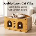 thumbnail image 2 of Multi‑Style Double‑Layer Cat Scratcher Villa, 2‑Tier Corrugated Cardboard Cat Bed with Hanging Balls & Neck Support, Space‑Saving Hideaway Cave for Indoor Cats Up to 20kg, 2 of 9