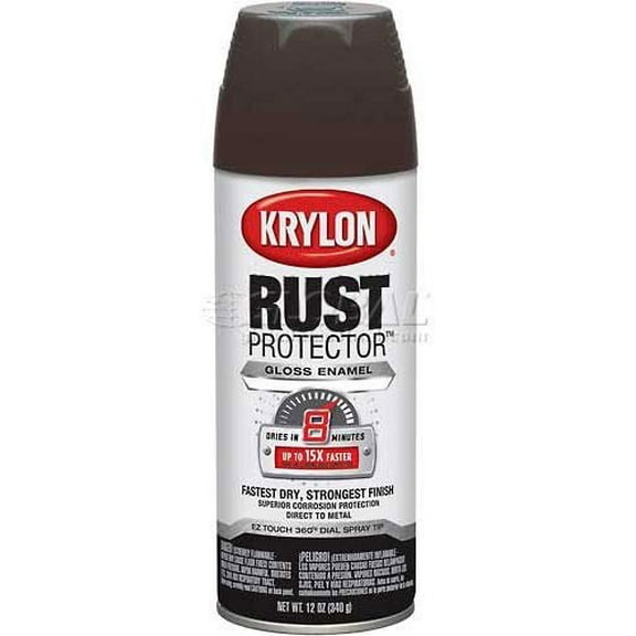 Krylon Rust Preventative Enamel Gloss Leather Brown 12oz. Aerosol Can - Lot of 6