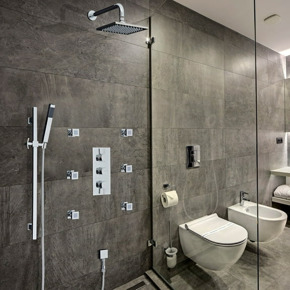 Juno Saint-Étienne Chrome Thermostatic Shower System Set