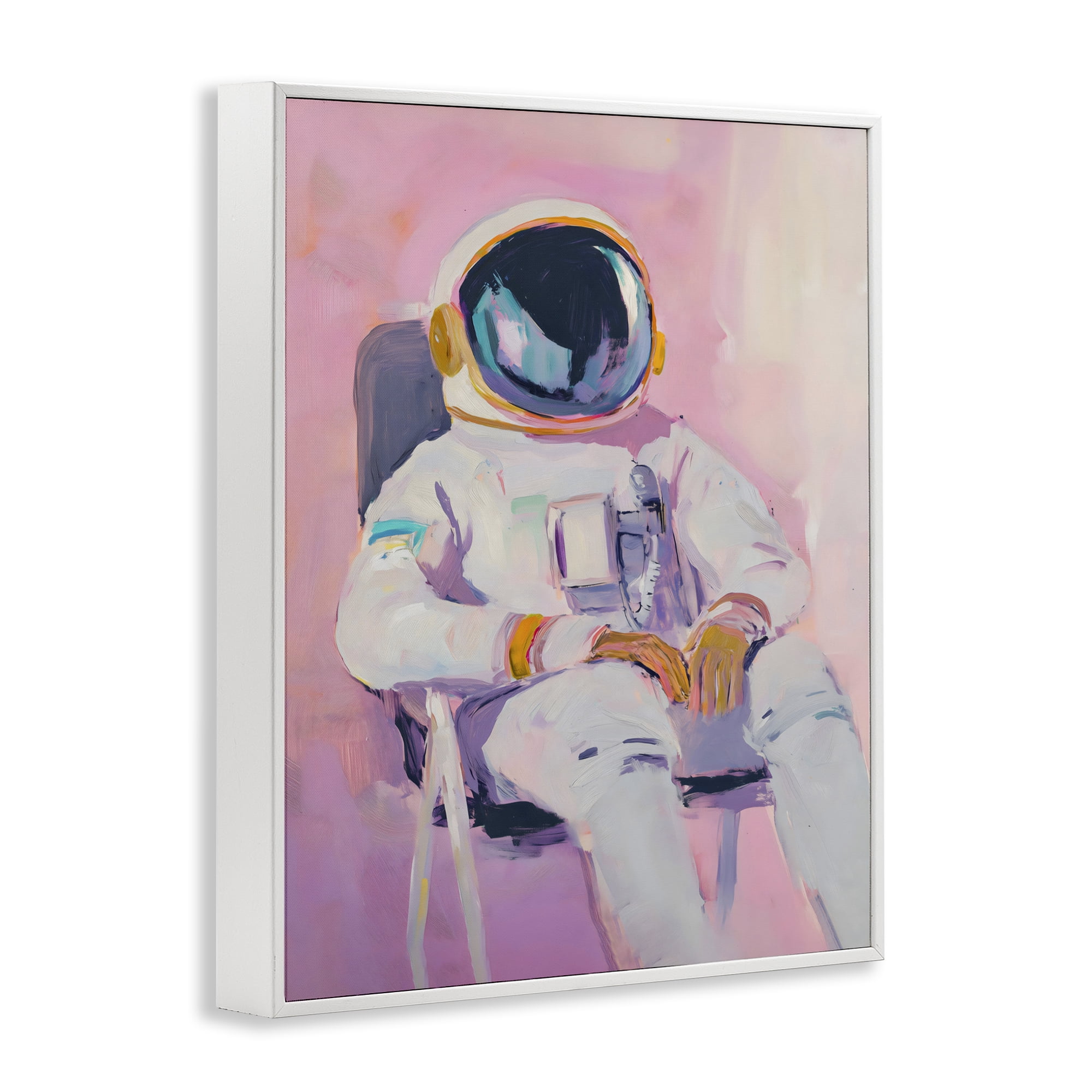 Stupell Industries Resting Astronaut on Chair White Framed Giclee Art, design by The Prints Vibe