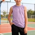 thumbnail image 2 of Faraee Débardeurs Garçons Athlétiques Sans Manches Col Rond T-Shirts Enfants Été Basique Tee pour Entraînement Extérieur Décontracté Marche Course 3T 4T 5T 6T 3-14 Ans Violet, 2 of 6