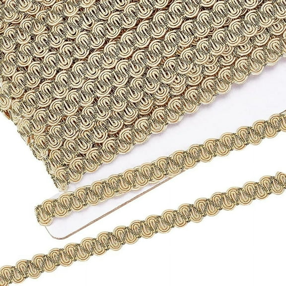 16.4 Yard Gimp Braid Trim 0.4Inch Khaki Trim Polyester Woven Fabric Trim Lace Trim Upholstery Trim for Process Sewing and DIY Crafts Upholstery Curtain Slipcover Decoration