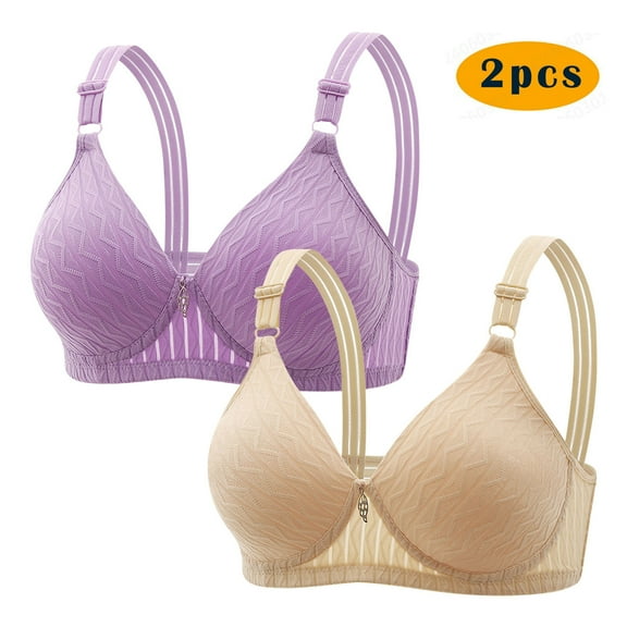 Kmdttou 2PC Mini-mizer Bras for Women's Push-Up Embroidered Glossy Comfortable Breathable Bra Underwear No Rims