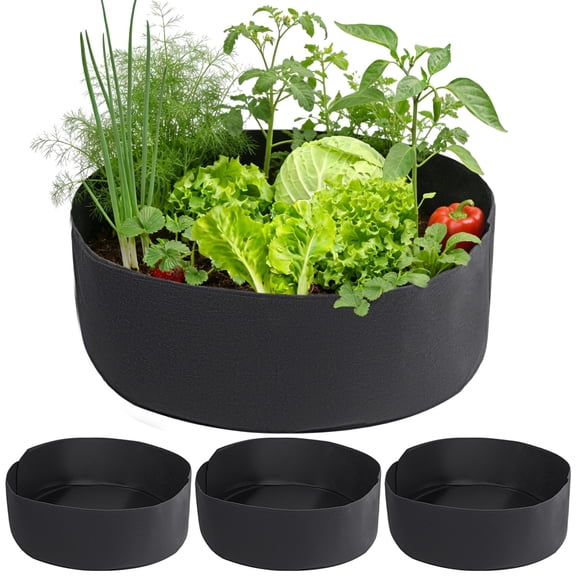 4 Pcs Felt Planting Bucket, 35.4 in Round Felt Planting Bag, Thickened Nonwoven Fabric Breathable Planter Pot for Flowers, Vegetables, Herbs, Balcony, Garden