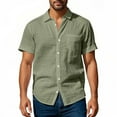 thumbnail image 3 of Mens Beach Cotton Linen Shirts Short Sleeve Cuban Button Down Casual Top Guayabera Hawaiian Loose Blouse, 3 of 7