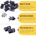 thumbnail image 3 of xianlin-60 Pack Black 1/4 Inch Nylon Plastic R-Type Cable Clips Clamp Kit, Nylon Screw Mounting Cord Fastener Clips with 60 Pack Screws for Wire Management, 3 of 4