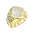 thumbnail image 4 of RYLOS Men's Rings Yellow Gold Plated Silver Nugget Ring with Cabochon Gemstone & Diamonds Opal Rings For Men Size 9, 4 of 8