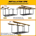 thumbnail image 4 of YOHKOH 3 x 8FT Overhead Garage Storage Rack, Adjustable Ceiling Storage Racks, Garage Shelving Heavy Duty Storage Organizer System,600lbs Weight Capacity (Black), 4 of 8