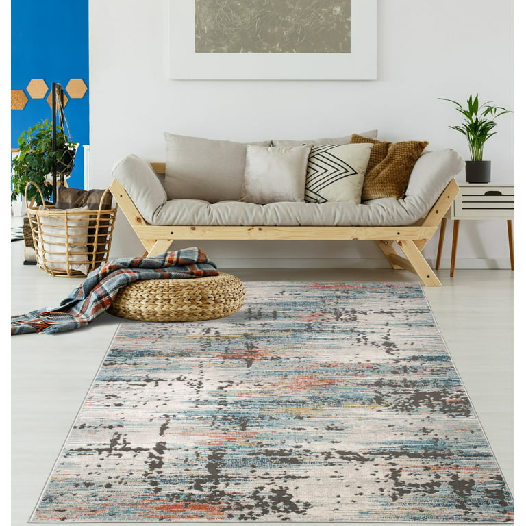 Area Rug Living Room Rugs: 9x12 Large Soft Machine Washable Boho Moroccan  Farmhouse Neutral Stain Resistant Indoor Floor Rug Carpet for Bedroom Under