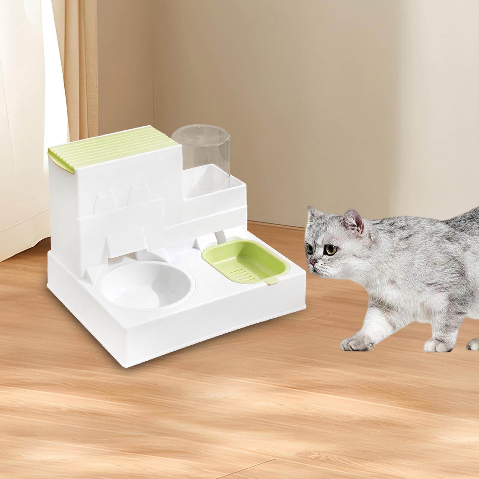 oshhnii 2 in 1 Automatic Cat Feeder Pet Feeder Cat Water Dispenser and Food Bowl Set for Grass Green
