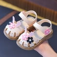 thumbnail image 2 of KPOPLK Infant Baby Girls Sandals Summer Beach Outdoor Bowknot Soft Rubber Sole Toddler Princess Dress Flats Walking Shoes Size 6,White, 2 of 5