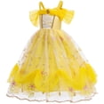 thumbnail image 4 of Little Girls Princess Dress Off Shoulder Yellow Costume Halloween Dress up, 4 of 6