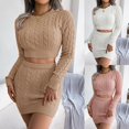 thumbnail image 4 of Yokua Two Piece Set Womens Skirts Long Sleeve Crop Tops+Mini Skirt Autumn Outfits, 4 of 19