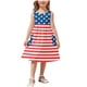 thumbnail image 2 of Odeerbi Niñas Día de La Independencia A-Línea Vestido de Tanque Con Bolsillos Verano Patriótico Estrella Raya Cuello Redondo Vestido de Sol Casual, 2 of 7