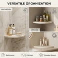 thumbnail image 3 of Marble Corner Shower Shelf,9Inch Polished Natural Marble Bathroom Corner Shelves, Wall Mounted Adhesive No Drill Stone Shower Caddy, 2-Tier Luxury Bath Storage Organizer for Tile Walls, 3 of 7