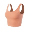 thumbnail image 2 of A2Y Women's Fitted Cotton Scoop Neck Sleeveless Crop Tank Top Peach M, 2 of 3