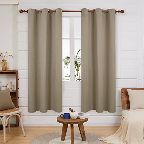 Deconovo Blackout Curtains Khaki Curtain 84 Inches Long, Grommet Top Thermal Insulated Window Drapes for Bedroom, 38 x 84 Inch, 2 Panels
