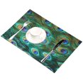 thumbnail image 2 of EREHome Ensemble de 4 Sets de Table Plumes de Paon, Protection 12x18 Pouces, 2 of 5