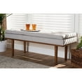 thumbnail image 5 of Baxton Studio Arne Mid-Century Modern Greyish Beige Fabric Upholstered Walnut Finished Bench, 5 of 5