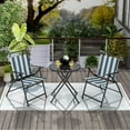 thumbnail image 5 of Gymax 3 Pieces Patio Folding Chair Set w/ 2 Chairs & Glass Round Coffee Table Porch Deck Backyard, 5 of 10