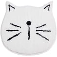 thumbnail image 1 of Alfombra de baño absorbente suave y antideslizante con diseño de gato de dibujos animados, para entrada de sala de estar, color blanco, felpudo antideslizante para baño, 60 x 60 cm, 1 of 5