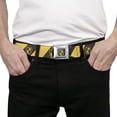 thumbnail image 3 of The Wizarding World of Harry Potter Belt, Seatbelt Buckle Belt, Hufflepuff Crest Diagonal Stripe Charcoal Gray Yellow, 30 to 44 Inches, 3 of 9
