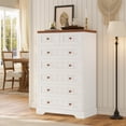thumbnail image 2 of Farmhouse Chest of Drawer, White Dresser with 6 Drawers for Bedroom, 51" Tall 7 Drawer Dresser Storage Organizer with Knobs for Living Room Hallway Entryway, 2 of 7