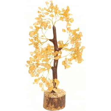 Jet Gemstone Yellow Citrine Tree for Positive Energy - Feng Shui Decor, Fake Bonsai, Crystals and Healing Stones, Money Tree, Room Decor 7 Chakra, Stone, Healing Crystals, Spiritual Gifts